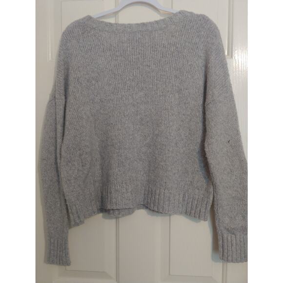 American Eagle Sweater Silver Gray Glitter Pullover Medium - Picture 1 of 6